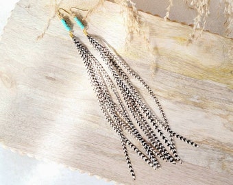 Turquoise Feather Earrings, turquoise earrings, boho earrings, western earrings, long feather earrings, boho wedding earrings, gifts for her