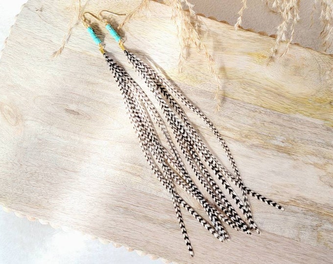 Turquoise Feather Earrings, turquoise earrings, boho earrings, western earrings, long feather earrings, boho wedding earrings, gifts for her