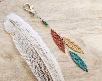 Boho Bag Charm: boho purse accessorie, leather purse charm, beaded bag charm, western bag charm, leather bag tassel, boho bag tassel