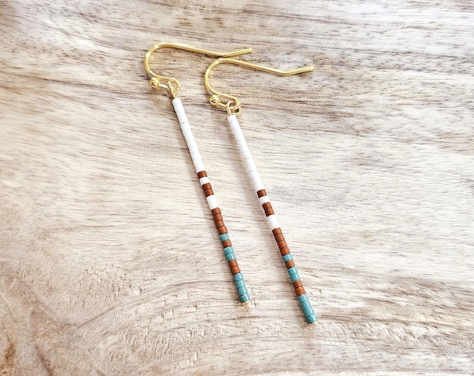 Seed bead earrings, boho earrings, western earrings, beaded boho earrings, minimalist earrings, gold beaded earrings, everyday earrings