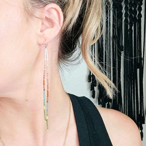 Beaded Fringe Earrings/ seed bead earrings/ turquoise beaded earrings/ boho beaded earring/ western fringe earring/ long beaded earrings