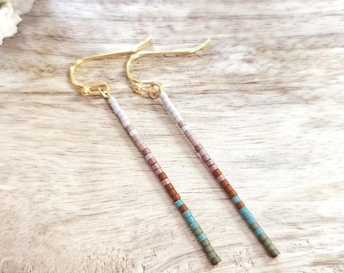 Seed bead earrings, boho earrings, western earrings, beaded boho earrings, minimalist earrings, gold beaded earrings, 14kt beaded earrings