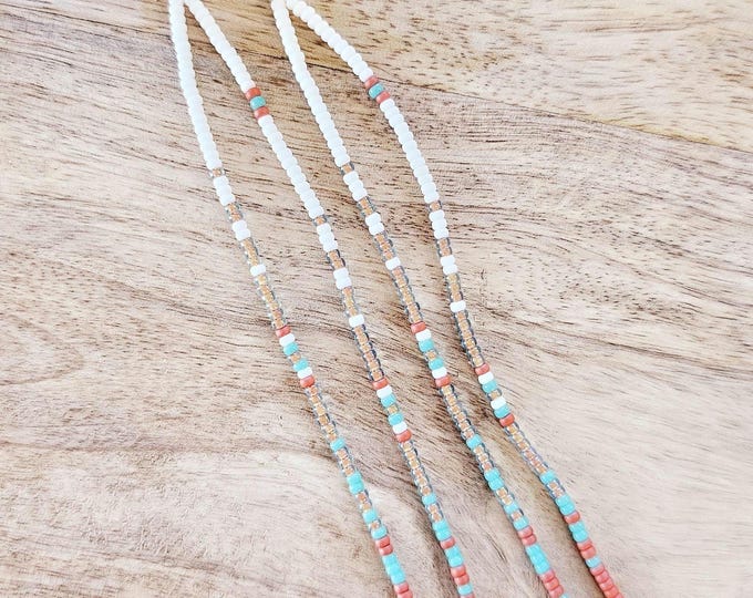 Long beaded earring, seed bead earring, turquoise beaded earring, spring earring, boho beaded earring, coral beaded earring, fringe earring
