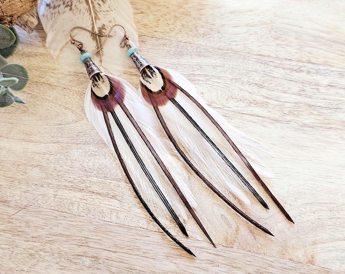 Short White Feather Earrings, white boho earrings, white western earrings, feather earrings, natural feather earrings, bohemian earrings