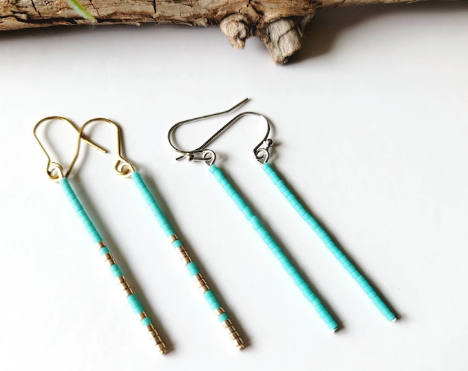 WSALE- Seed bead earrings/ beaded earrings/ teal earrings/ aqua beaded earrings/ mint earrings/ gold beaded earrings/ minimalist earrings