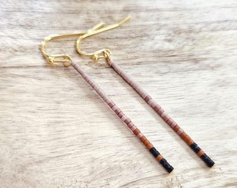 Seed bead earrings, boho earrings, western earrings, beaded boho earrings, minimalist earrings, mauve beaded earrings, fall earrings, gifts