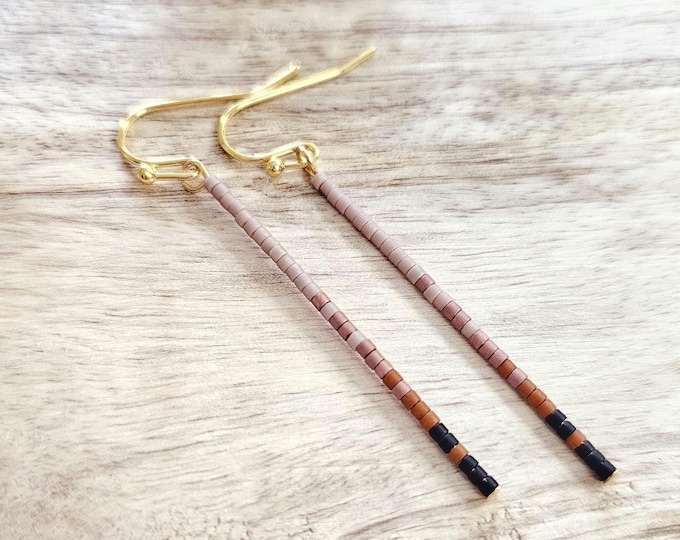 Seed bead earrings, boho earrings, western earrings, beaded boho earrings, minimalist earrings, mauve beaded earrings, fall earrings, gifts