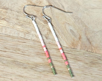 Seed bead earrings, pink boho earrings, western earrings, beaded boho earrings, minimalist earrings, green beaded earrings, everyday earring