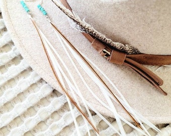 White Feather Earrings, Turquoise Rondelle Beads, Boho Southwestern Style