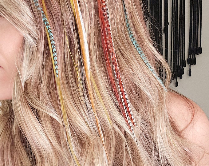 Feather Extensions, hair extensions, feather hair extensions, boho hair accessories, western hair accessories, boho hair clips, western clip