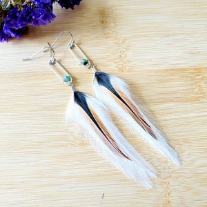 Feather Earrings, white feather earrings, white boho earrings, real feather earrings, small feather earrings, western jewelry, boho gifts