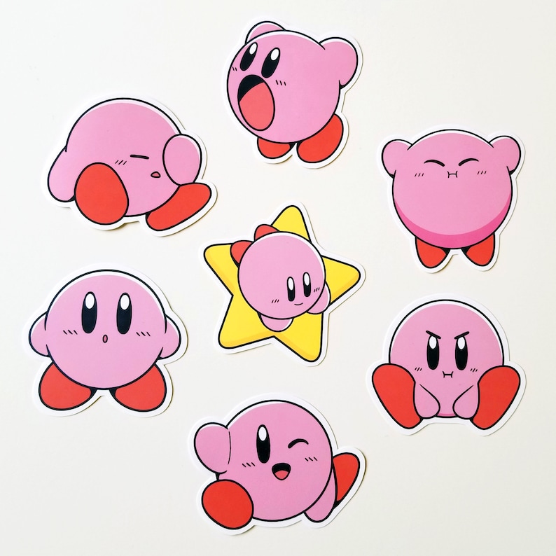 Kirby Sticker Pack 7 Piece UPDATED Cute Pink Planner Etsy