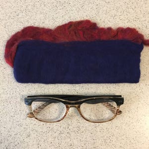 Navy Blue Felted Ruffled Glasses Case