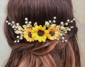 sunflower hair clip wedding