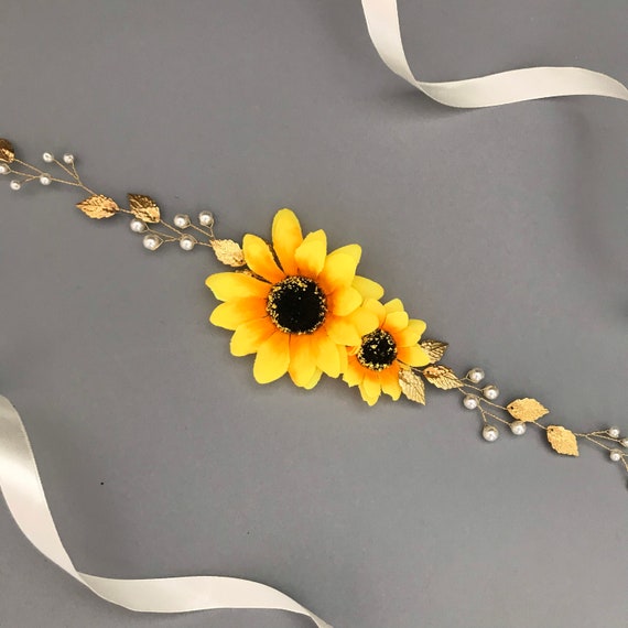 Sunflower sash Sunflower sash for dress Sunflower sash belt Etsy