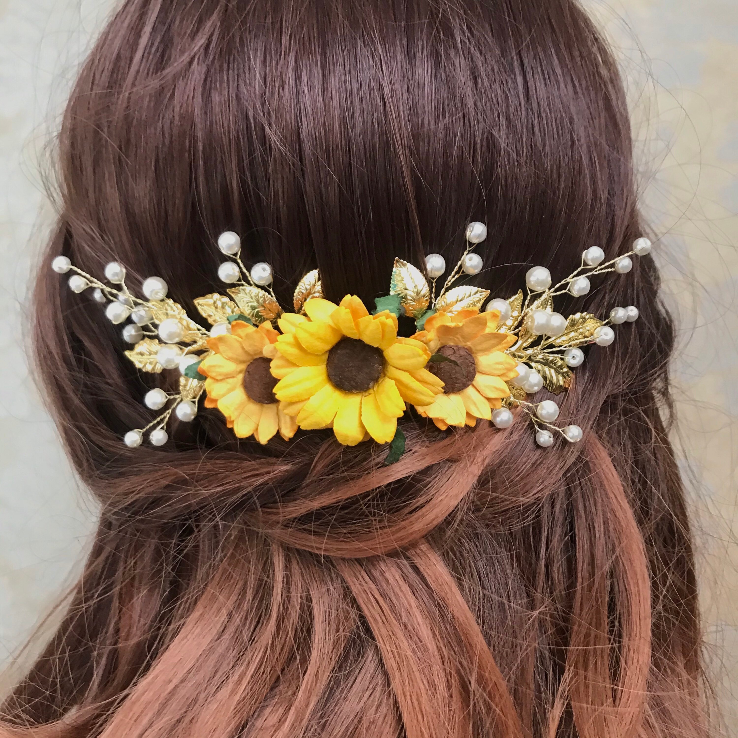Sunflower hair clip Sunflower hair comb Sunflower hair piece Etsy