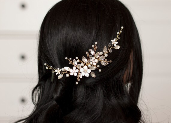 Bridal Hair Piece Floral Hair Piece Wedding Hair Piece Bridal Etsy