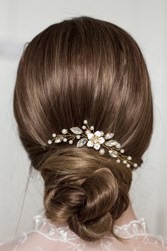 God Hair Pins Floral Hair Pins Bridal Small Hair Piece Flower Etsy
