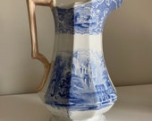 E Challinor large wash stand pitcher- blue and white- ironstone- Priory pattern