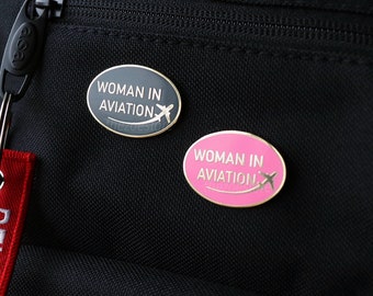 Woman In Aviation Pin, Pilot, Female Pilot Gift, Enamel Pin, 1.25”,