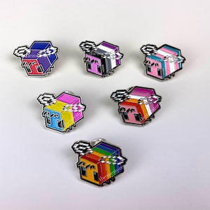 Pines de esmalte de abeja de paseo, pines de abeja de píxeles, pin de esmalte gay, bisexual, pansexual, transgénero, Love Is Love