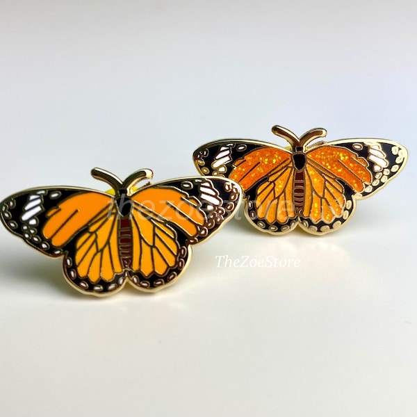 Butterfly Hard Enamel Pin, 1.125”, Perfect Gift, Holiday Shopping, Beautiful, Monarch Butterfly, Aesthetic