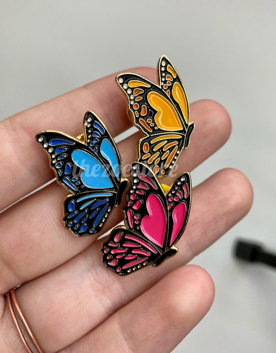 Butterfly Enamel Pin, Blue, Orange, Soft Enamel Pin, Collectible, Gift,  Birthday Present