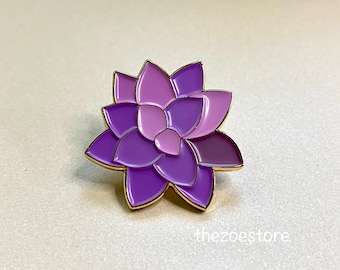 Succulent Flower Soft Enamel Pin, 1” Gold Pin, Handmade