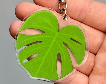 Monstera Leaf Acrylic Keychain, Double Sided, 2” Keychain, Plant-lover Gift, Houseplant