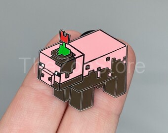 Flower Pig Hard Enamel Pin, 1”, Pixel Pig, Gamer Enamel Pin, Awesome Gift