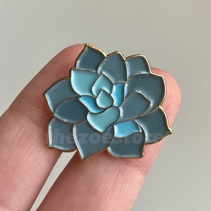 Blue Succulent Soft Enamel Pin, 1” Gold pin, Gift, Handmade