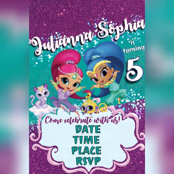 Shimmer and Shine Birthday Party Invitation by Ruby &amp; Jade Creations ...