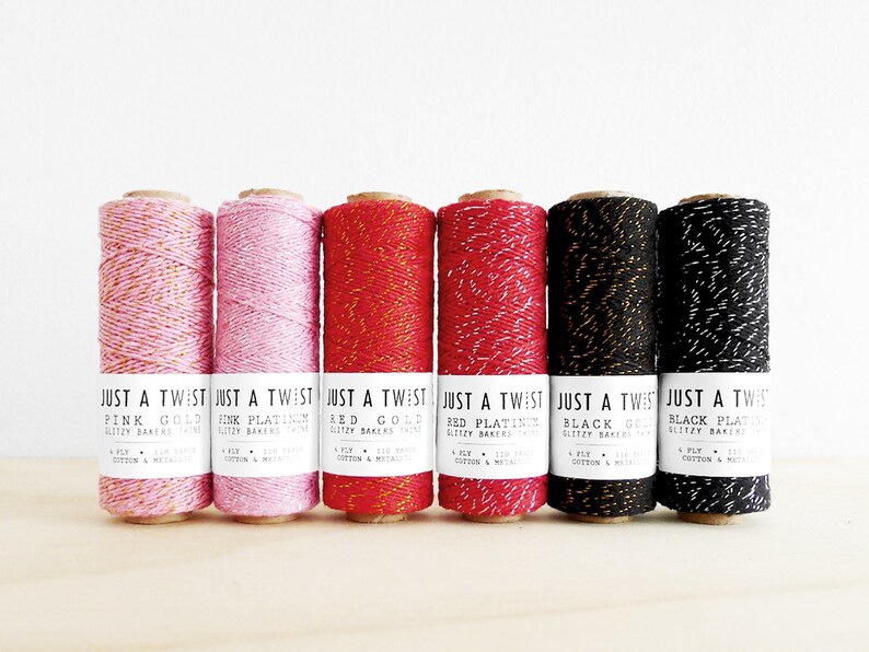 JUST A TWIST Glitzy Collection Assorted Cotton & Metallic Bakers Twine 110 Yards Spool image 1
