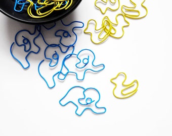 ANIMALS (Elephant, Duckling) Shaped Wire Paper Clips