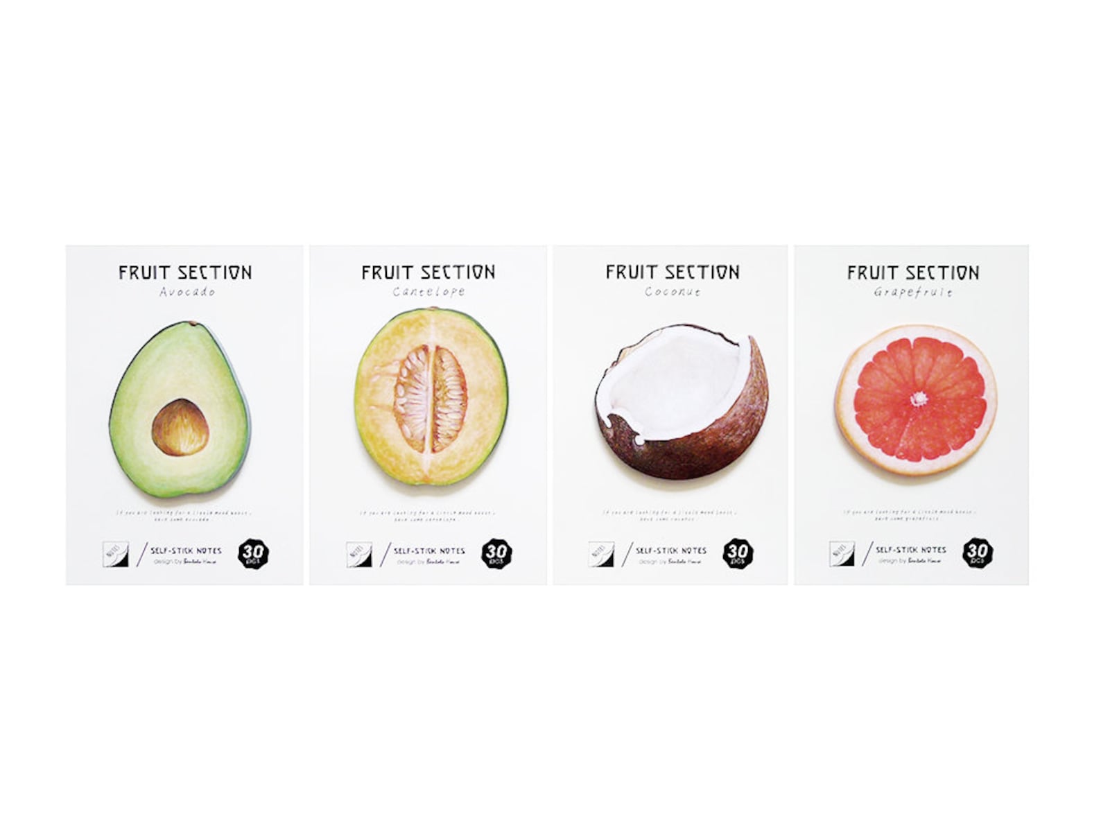 FRUITY SECTION avocado, Cantaloupe, Coconut, Grapefruit Sticky Notes - Etsy