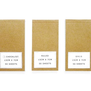 Kraft Cover Notepads (CHECKLIST, RULED, GRID) 50 Sheets