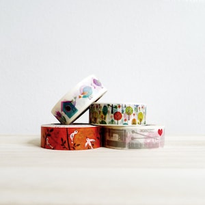 Vogelhuisje, vogels, handgemaakt, bos Washi-decotape 15 mm x 10 meter