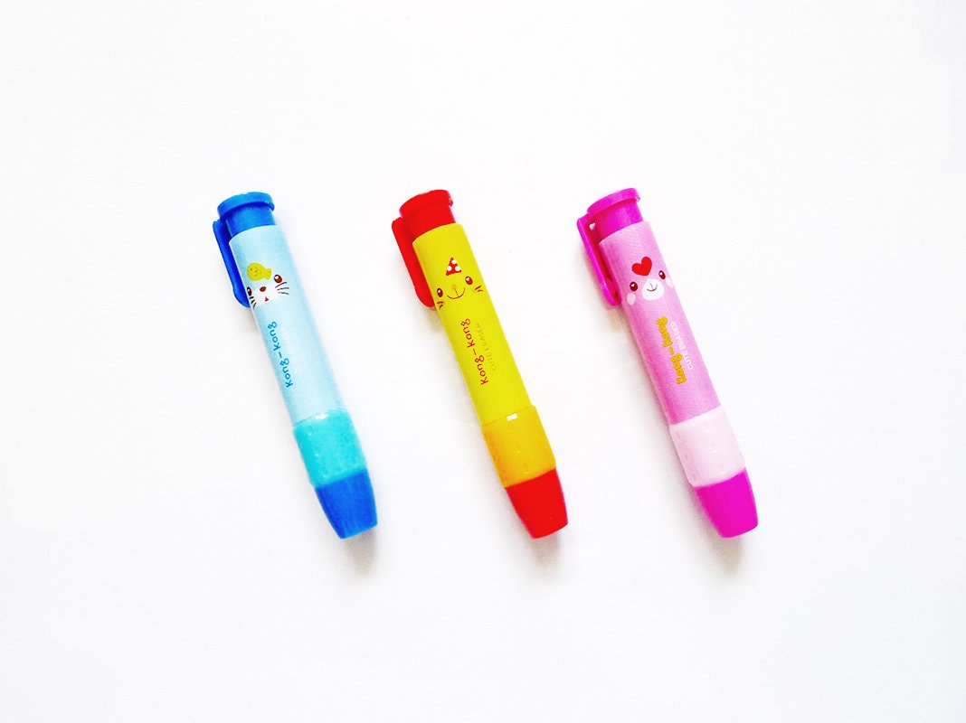 CUTE RETRACTABLE Click Eraser Refills 4 Piece Set Pink Etsy