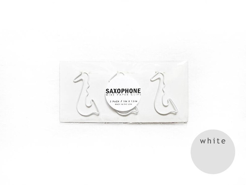SAXOPHONE Shaped Wire Paper Clips 3 Pack in Assorted Colors (1