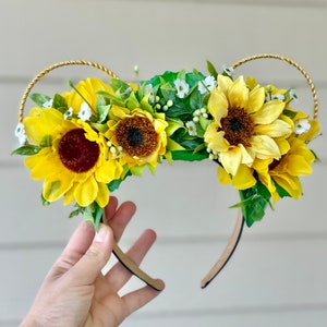 Sunflower Mickey ears/ Floral Mickey ears/ Baby breath Minnie ears/  Summer bouquet / Floral Mickey Ears / Disney ears