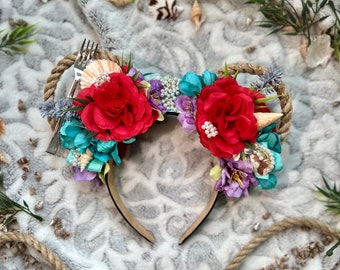 Ariel Mickey ears / Little Mermaid Minnie ears / Princess headband / Under the sea / Floral Headband / Floral Mickey Ears / Disney ears