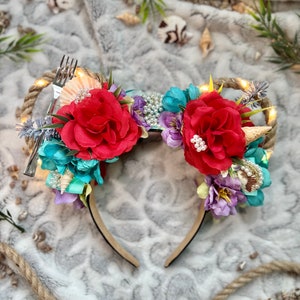 Ariel Mickey ears / Little Mermaid Minnie ears / Princess headband / Under the sea / Floral Headband / Floral Mickey Ears / Disney ears image 4