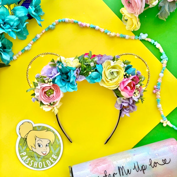Fantasyland Mickey Ears / Floral Princess Minnie Ears / WDW ears / Flower and garden Disney ears / Colorful Disney Ears