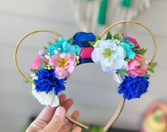 Mulan Inspired Disney Ears / Floral Mickey Ears / Minnie Mouse Ears / Floral Princess Headband