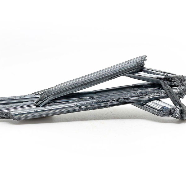 Stunning metallic blades of Stibnite from China