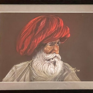 The old farmer  - Framed Portrait Original Painting -  12x16 Pastel