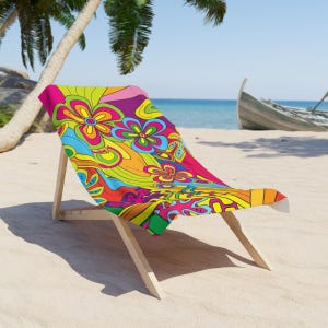Colorful Floral Print Beach Towel - Vibrant Beach Towel for Sunny Days, Summer Essentials, Fun Colorful Towel, Perfect Gift for Beach Lovers