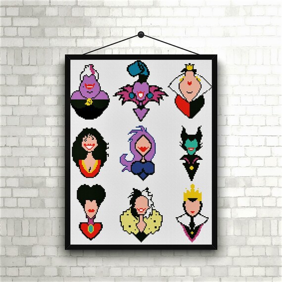 Villains Cross Stitch Pattern Disney/Ursula/Lady Tremaine/Evil Etsy
