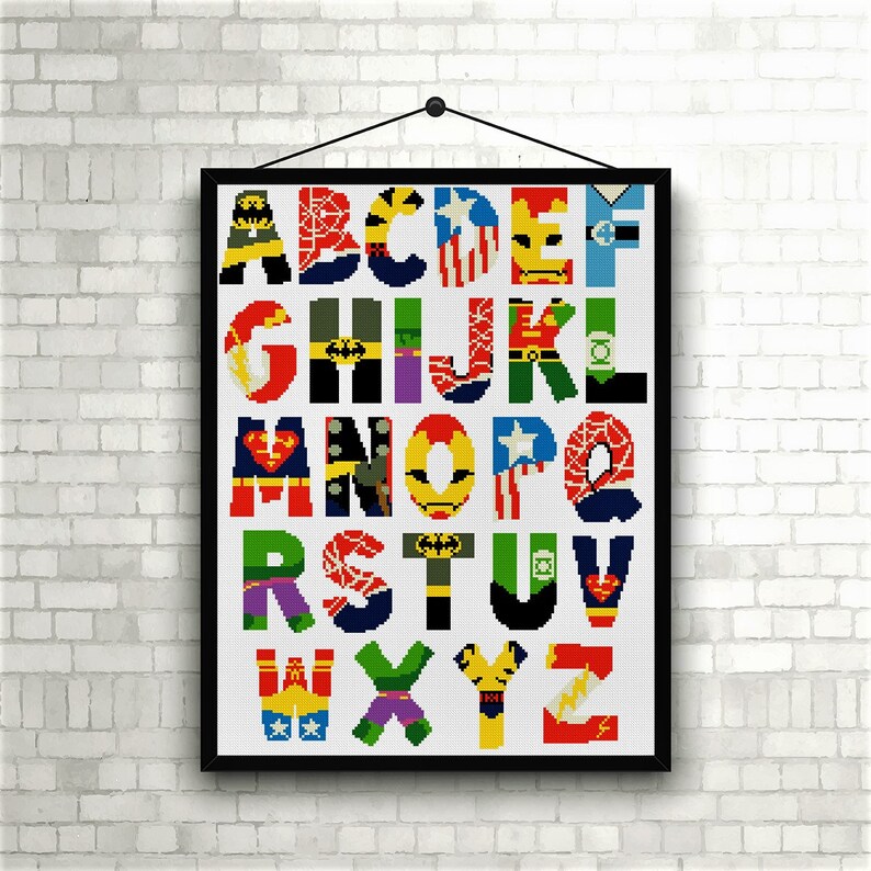 Marvel Cross Stitch Pattern ABC Alphabet/School ABCs/Wonder Etsy