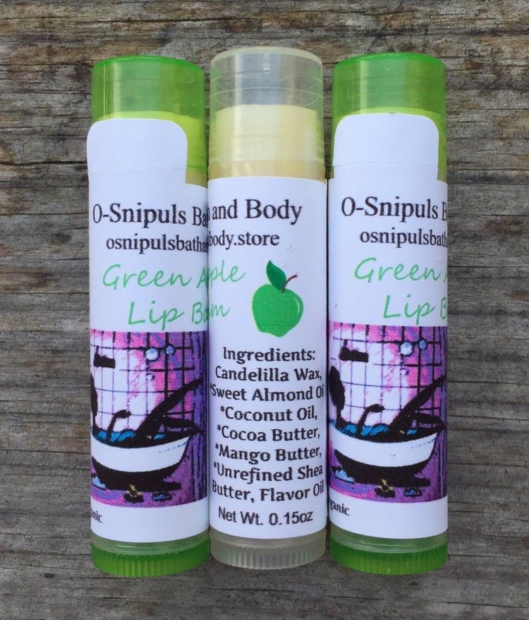 Green apple lip balm vegan lip balm organic lip balm Etsy